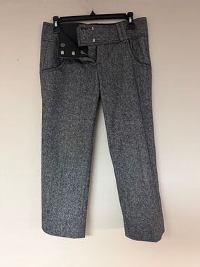 bebe Gray Capris Wool-Blend Cropped Pants